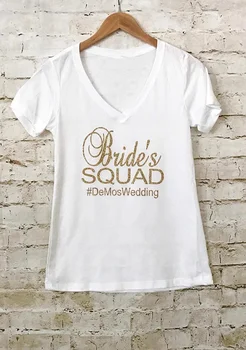 

personalize glitter Wedding Bride Squad bridesmaid maid of honor t shirts Bachelorette bridal tanks tops party favors