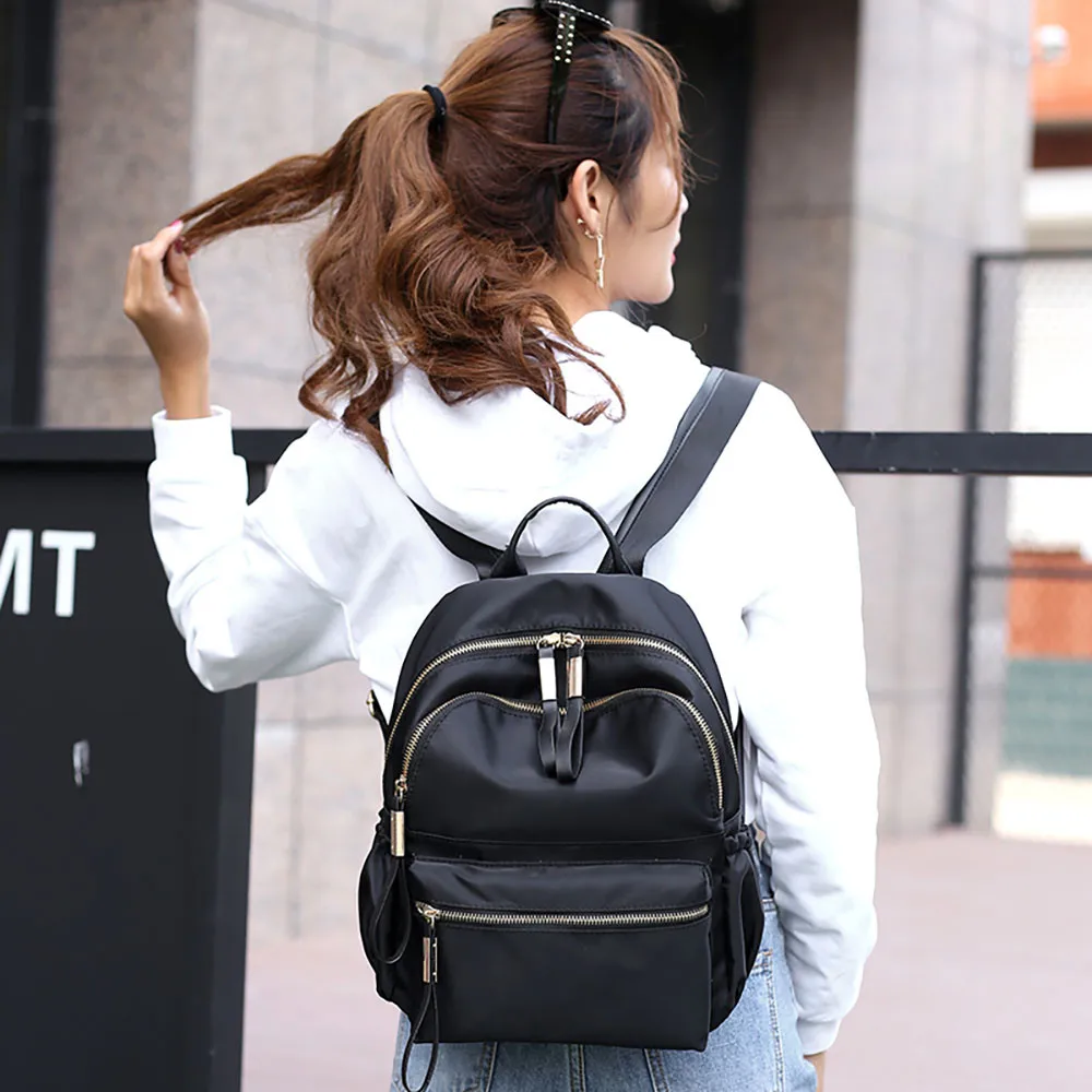 Высококачественный нейлоновый рюкзак из ткани Оксфорд, женский рюкзак, сумка для колледжа, повседневный водонепроницаемый рюкзак для девочек-подростков, черный рюкзак