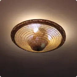 Бамбуковая Плетеная соломенная шляпа из ротанга затемненный потолочный светильник винтажная промышленная ретро деревенская люстра в