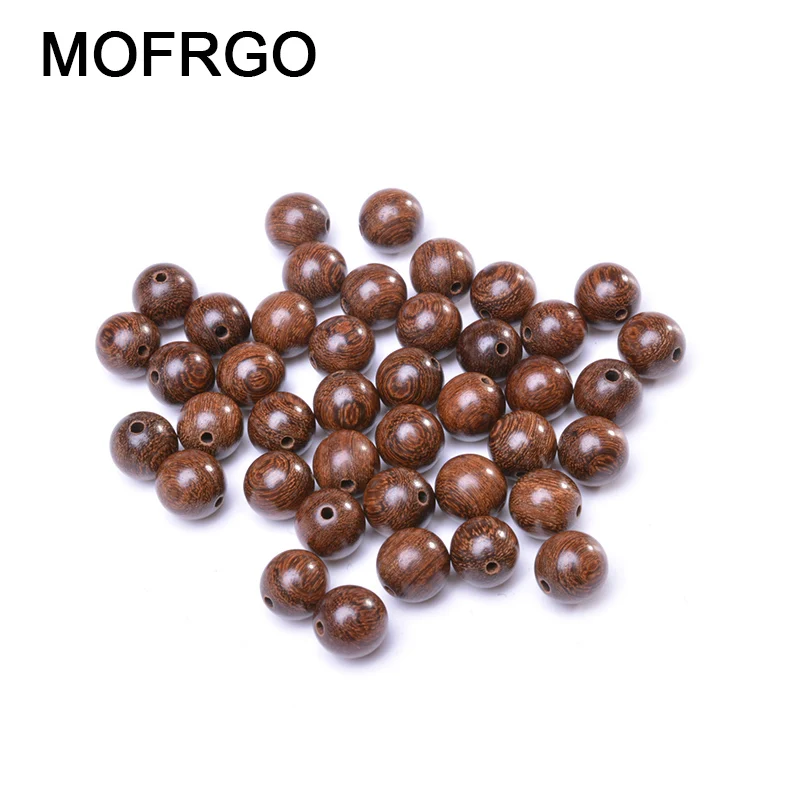 

8mm Beads For Jewelry Making MOFRGO Natural Gold Sandalwood Wood Handmade DIY Accessories Fit Beads Bracelet Necklace