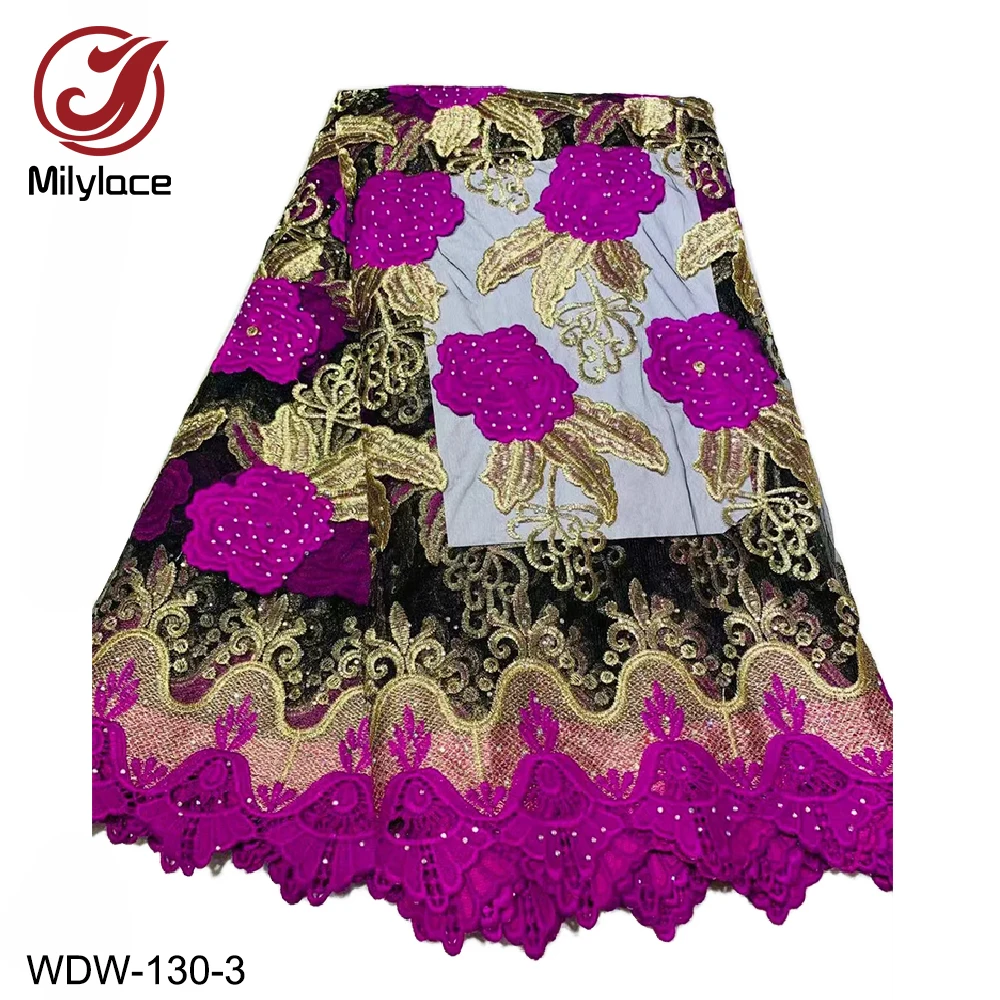 

Wonderful African Lace Fabric Pretty French Tulle Lace Fabric with Stones 5 Yards Per Lot WDW-130