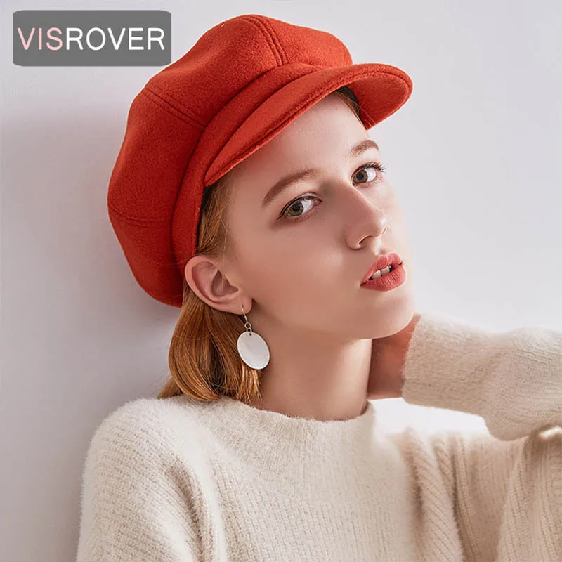 VISROVER Осенняя Женская клетчатая кепка Newsboy s зима Feminino винтажные Восьмиугольные шляпы для женщин береты Hatpainter Кепка