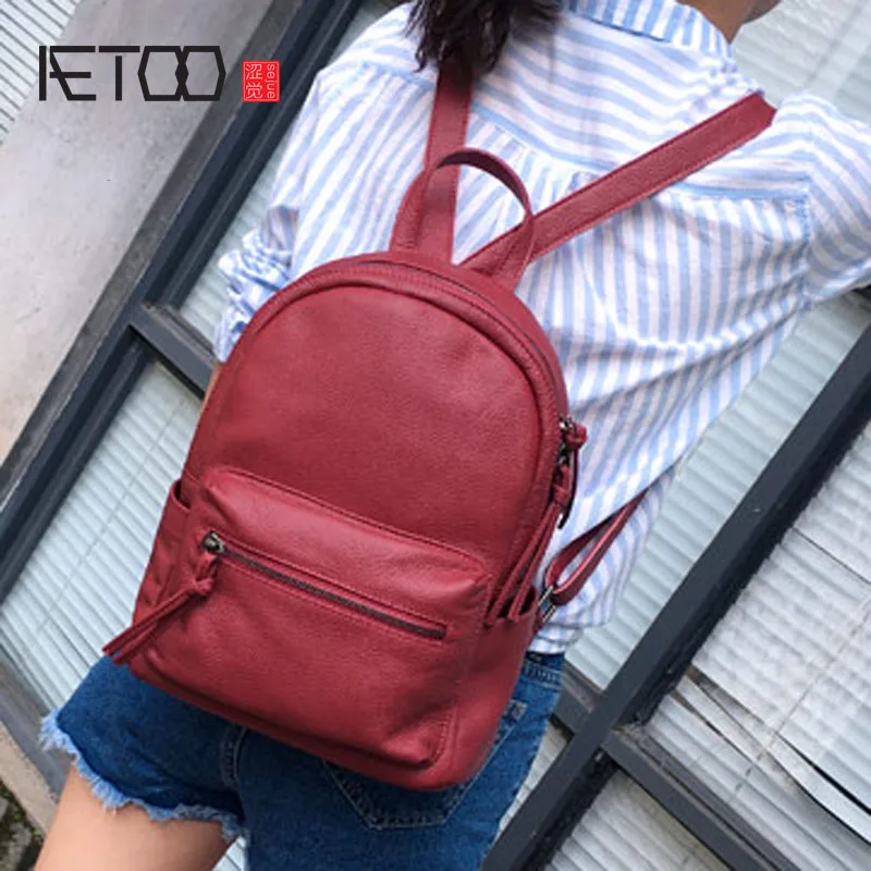 AETOO Japanese Korean leather large capacity shoulder bag ladies tide bag first layer of cowboy wild