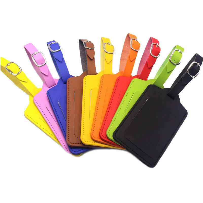 

Fashion PU luggage tag travel suitcase backpack anti lost mark label checking in name tag synthetic leather