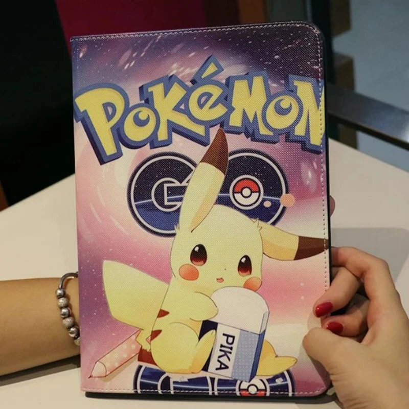 Tablet Case For Apple Ipad 6 Air 2 Pokemon Go Pikachu Prints Multifunction Pu Leather Protective Cover Stand Shell Coque Para Tablets E Books Case Aliexpress
