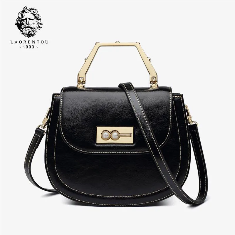 

LAORENTOU 2019 New Women leather handbags fashion Retro casual cowhide women bags leather shoulder Crossbody bag