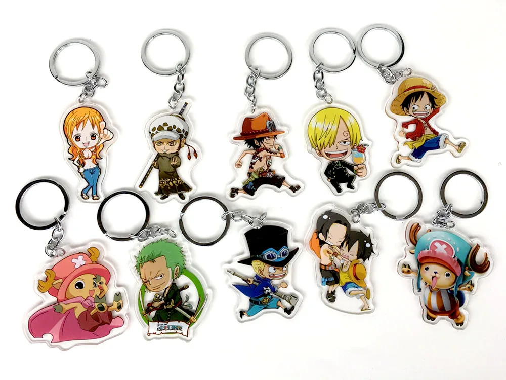 

One Piece Luffy Ace Nami Sabo Boa Hancock Zoro Chopper Trafalgar Law Anime keychain Acrylic strap/charms/Key ring D335