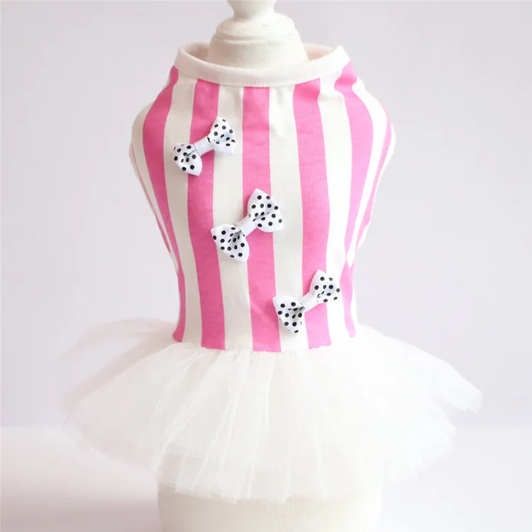 Пляжное платье для собак голубого и розового цветов, XS-XL Размер, модные платья для собак с маленьким бантом, летние юбки-пачки для собак 10 - Цвет: Pink