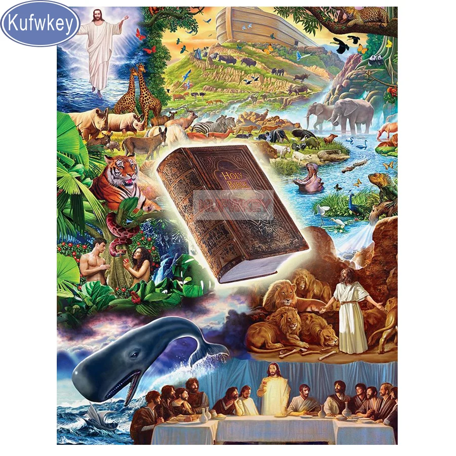 

Kufwkey Diamond Embroidery Jesus,5D,diy,Diamond Painting animal Religious figures full square round Mosaic Diamond,holiday gift