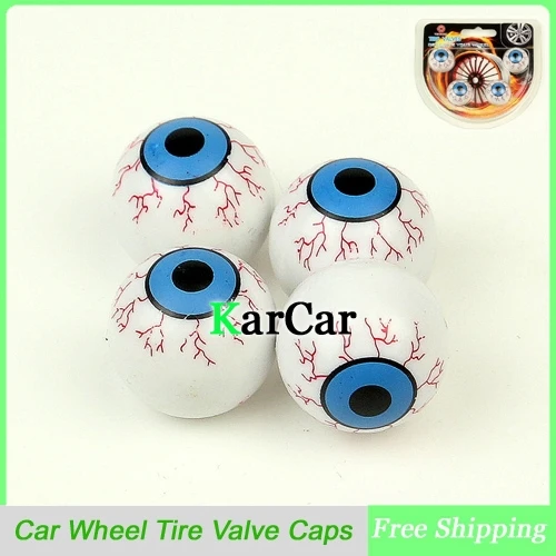 

Hot Sale 1Set Creative Eye Ball Pattern Auto Wheel Valve Air Cap Cover Car Motocycle Universal Tire Valve Caps White