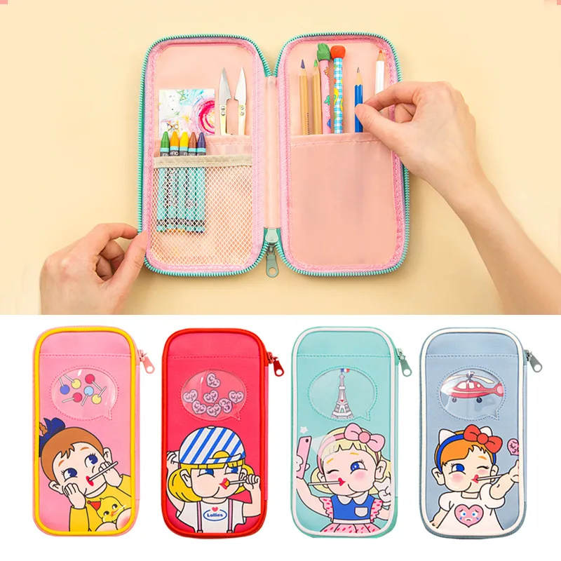 Fromthenon милый пенал Kawaii из искусственной кожи мультфильм для девочек пера