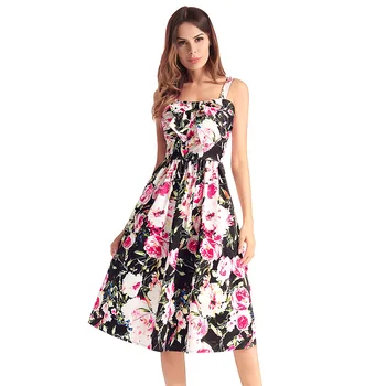 

Hot Sell Strapless 2018 Summer Autumn Female European and American Large Pendulum Long Pleating Lattice Sling Dresses Vestidos