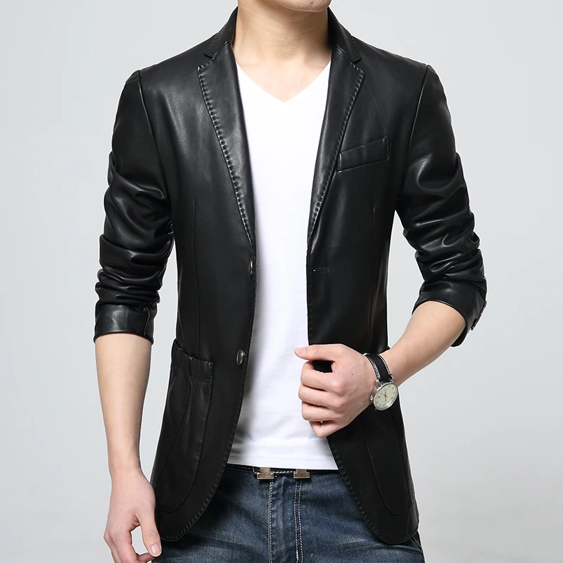 Popular Men Leather Blazer-Buy Cheap Men Leather Blazer