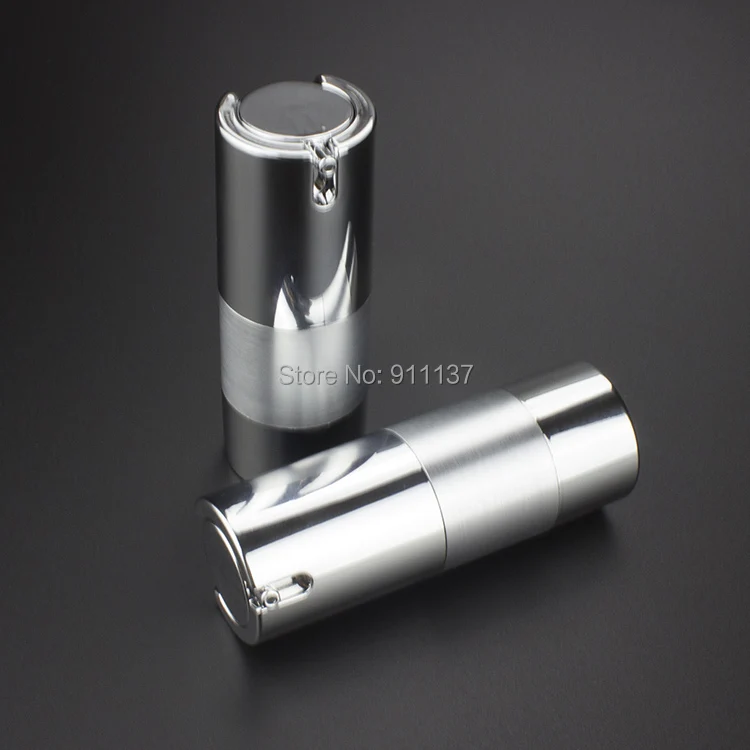 Embalagens de Cosméticos sem ar Rodada de Plástico Garrafas de 15 Sliver ml Frasco Mal Ventilado Cosméticos m 50 Pcs Za213 15 1 Garrafas reutilizáveis