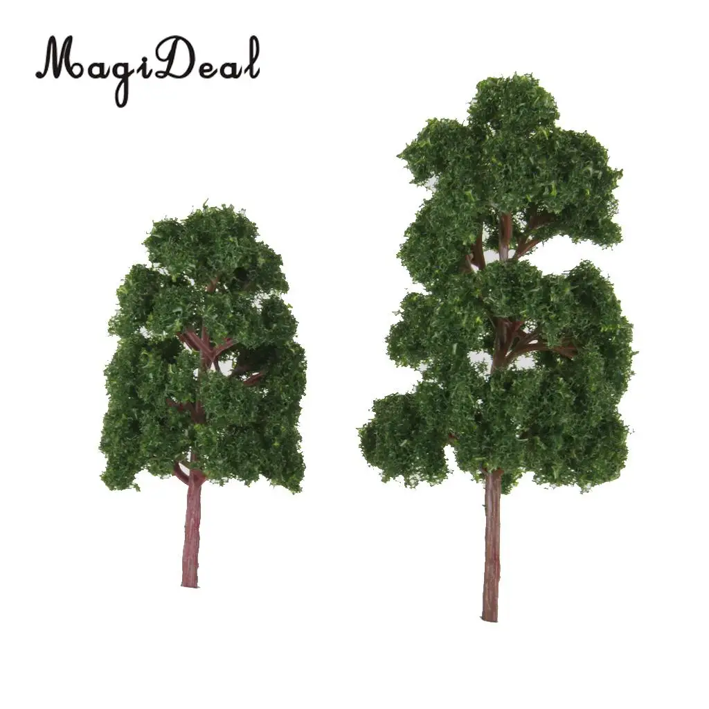 MagiDeal 10Pcs Plastic Model Trees Train Railway Wargame Diorama Architecture Village Layout HO Scale for Classroom House Decor