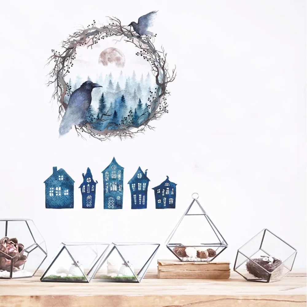 Us 4 97 23 Off Easter Crow House Vinyl Wall Stickers For Bedroom Living Room Kitchen Removable Art Murals Pvc Decals Wallpaper Home Decoration In