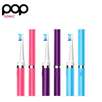 

POP Battery Electric Toothbrush Slim Portable Travel Sonic Toothbrush brush head Waterproof colorful