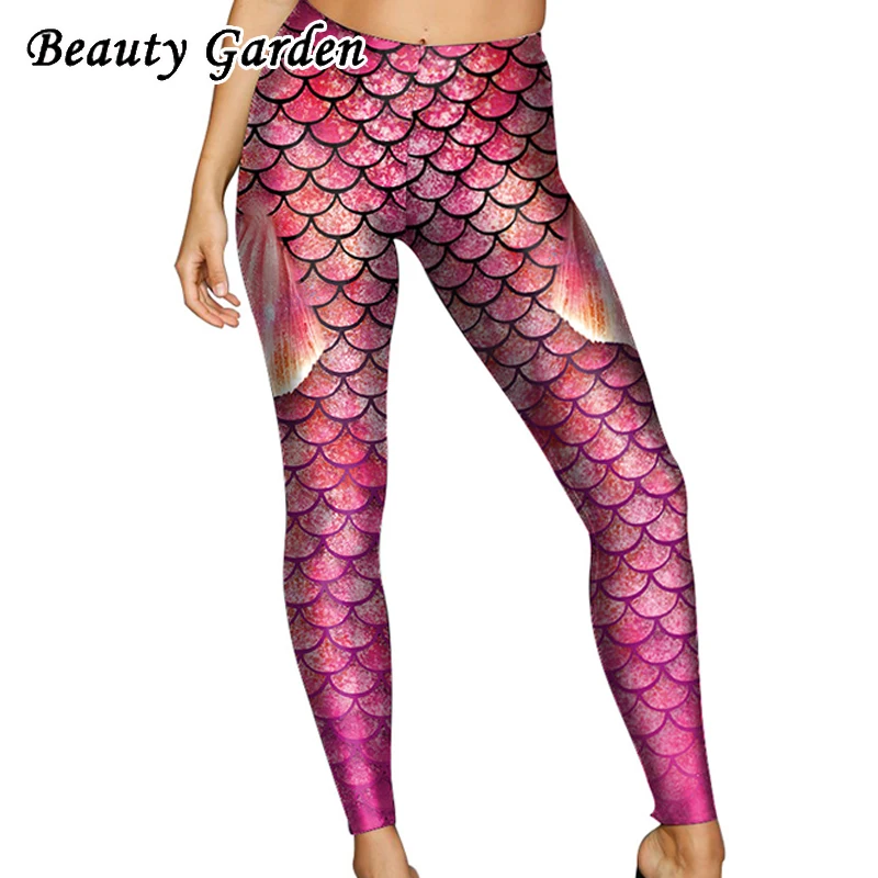 Beauty Garden Women Fashion Printing Leggings Sexy Slim Fish Scale Pattern Ankle-Length For |