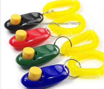

500pcs Pet Dog Click Trainer Dog Training Clicker And Whistle Combination Repeller Aid Key Ring Wrist Strap