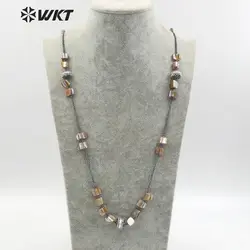 WT-NV217 эксклюзивный дизайн WKT! Женское Ожерелье 37 дюймов длинная гематитовая бусина и свободная форма в виде ракушки бусины в богемном стиле