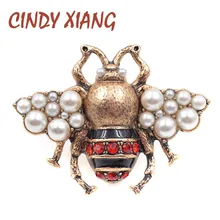 Nuevos broches de abeja de perlas de moda CINDY XIANG para mujer, broche de oro antiguo, joyería de estilo Vintage, insecto de alta calidad