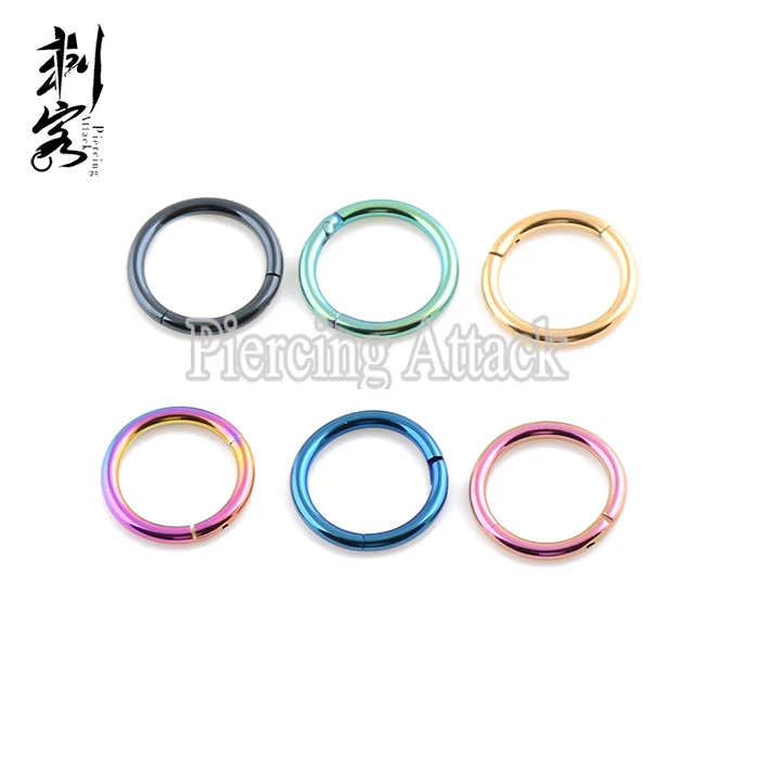 

Titanium Anodized Hinged Segment Ring 1.2*8mm Mixed 6 Colors Lot of 10pcs Body Jewelry