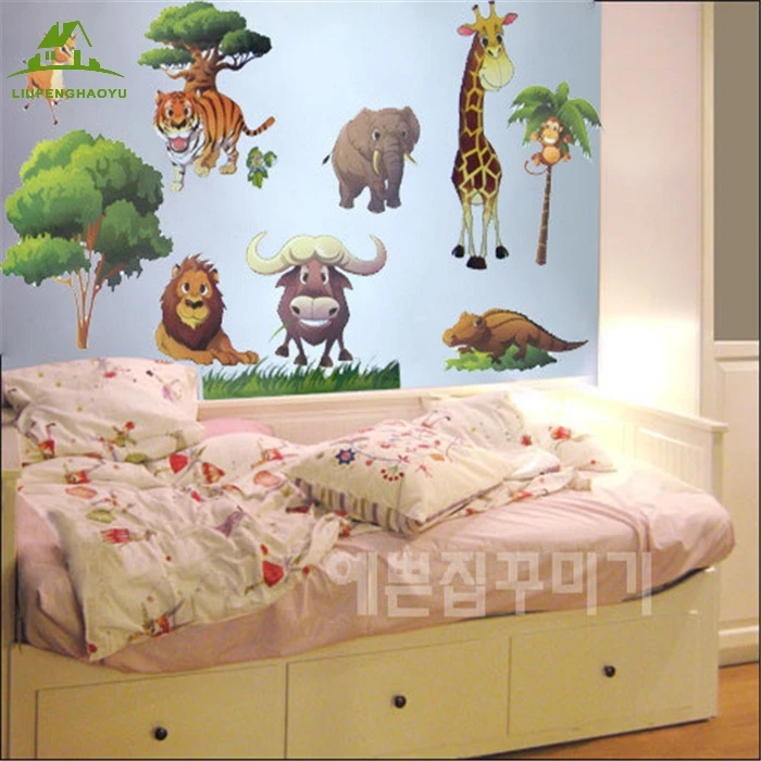 Pooh tree Animal Cartoon Vinyl Wall stickers for kids rooms Home decor DIY Child Wallpaper Art