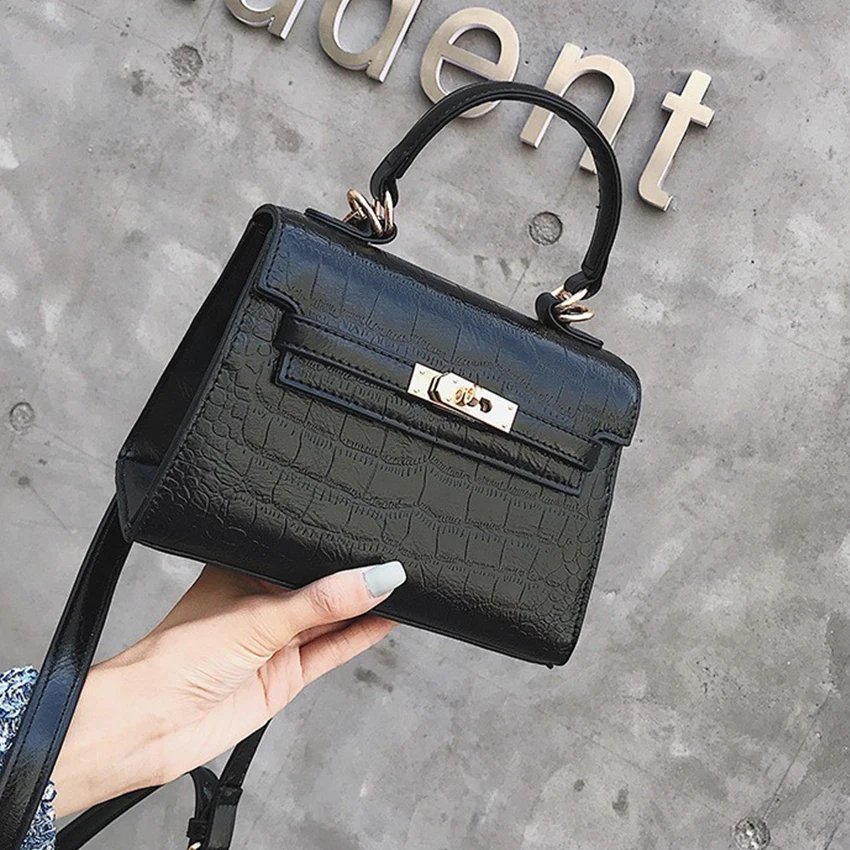 

Alligator Small Flap Bags Lady Handbags Casual Solid Color Crocodile Pattern Shoulder Messenger Bag Lady PU Anti-theft Hasp Bags