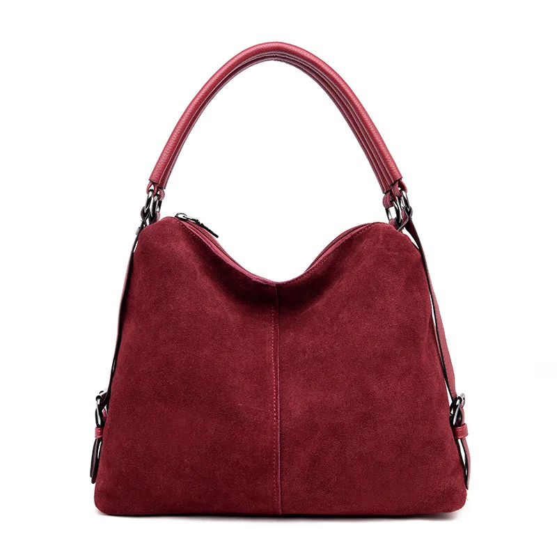 

Real Split Suede Leather Women Hobos Shoulder Bag 2018 Female Casual Handbag Messenger Top-handle bags For Women Good Quality