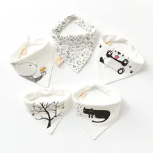 5 шт./лот, детские нагрудники, тканевые нагрудники с принтом, 10 видов стилей, милые Мультяшные животные, треугольные детские нагрудники, хлопковые аксессуары для бандан