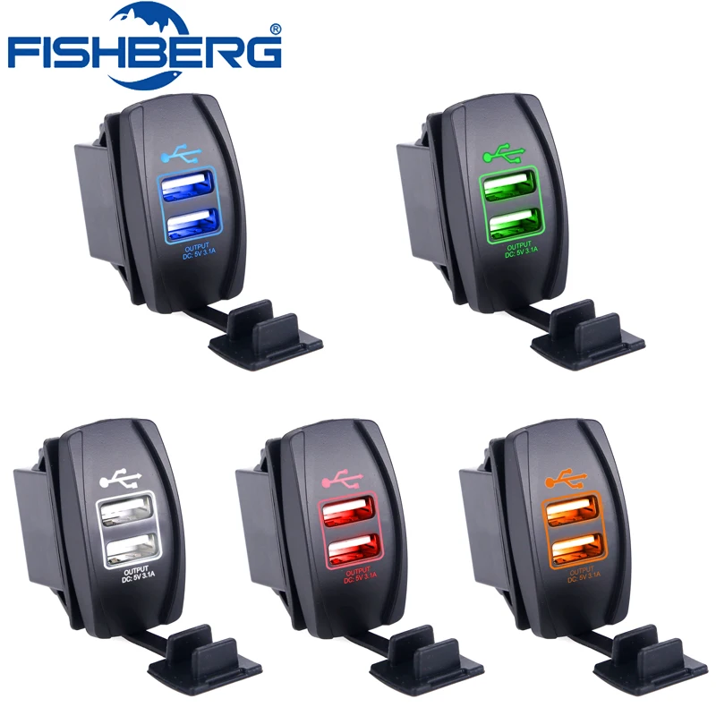 

Universal Waterproof USB Dual Car Charger 2 Port Power Socket 3.1A 5V USB Socket Car Charger Power Adapter Car Styling FISHBERG