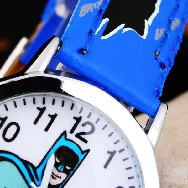 Популярные детские кварцевые часы, детские наручные часы с Бэтменом из мультфильма, крутые резиновые настольные часы для детей, для мальчиков и девочек