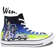 Вэнь ручная роспись обувь дизайн пользовательские Ghostbusters высокие мужские женские парусиновые кроссовки для рождественских подарков