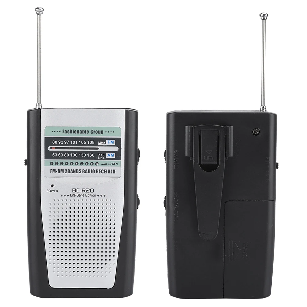 Пожилое портативное мини-радио мини портативный AM/FM BC-R20 радио Динамик Приемник телескопическая антенна
