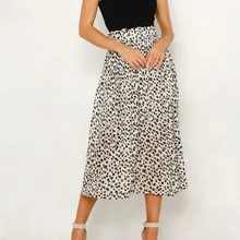 Белая хлопковая длинная кружевная юбка, летняя модная Женская эластичная винтажная юбка до середины икры с леопардовым принтом, женская повседневная юбка 326