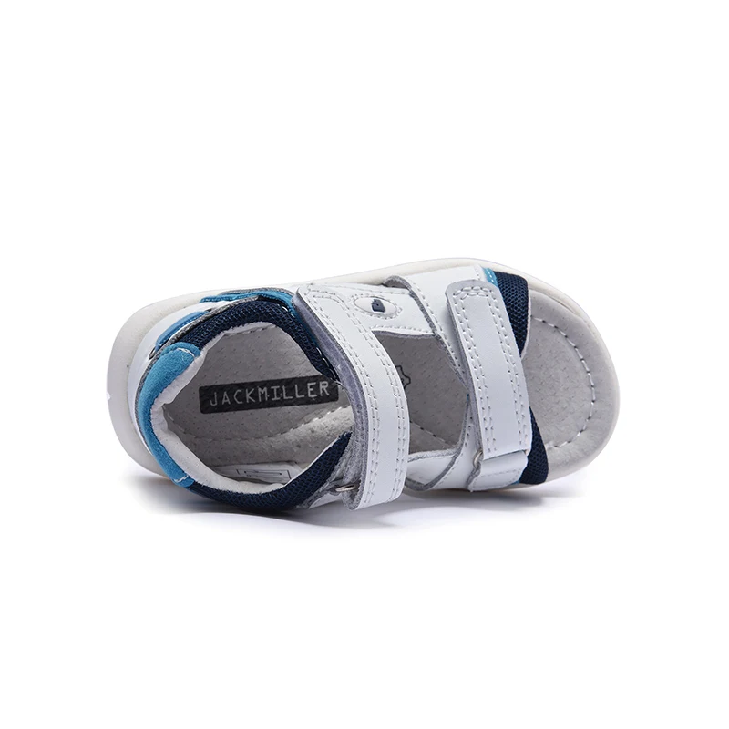 Jackmiller toddler sandals genuine leather for boys causal flats soft little children Summer shoes white navy size 21-26 Jackmiller toddler sandals genuine leather for boys causal flats soft little children Summer shoes white navy size 21-26