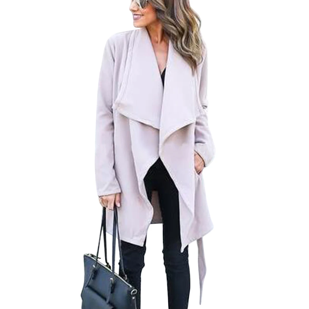 Autumn Winter Coats Women Fashion Wide Lapel With Belt