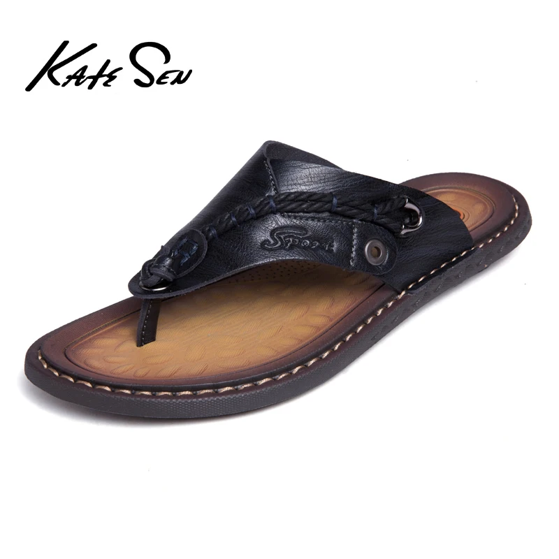 

KATESEN new summer men's flip-flops high quality beach sandals non-slip men's slippers zapatos de hombre men's casual shoes