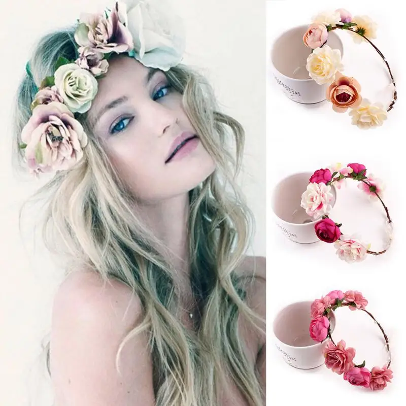 Bohemia Handmade Floral Headband Women Flower Crown Wedding Garland