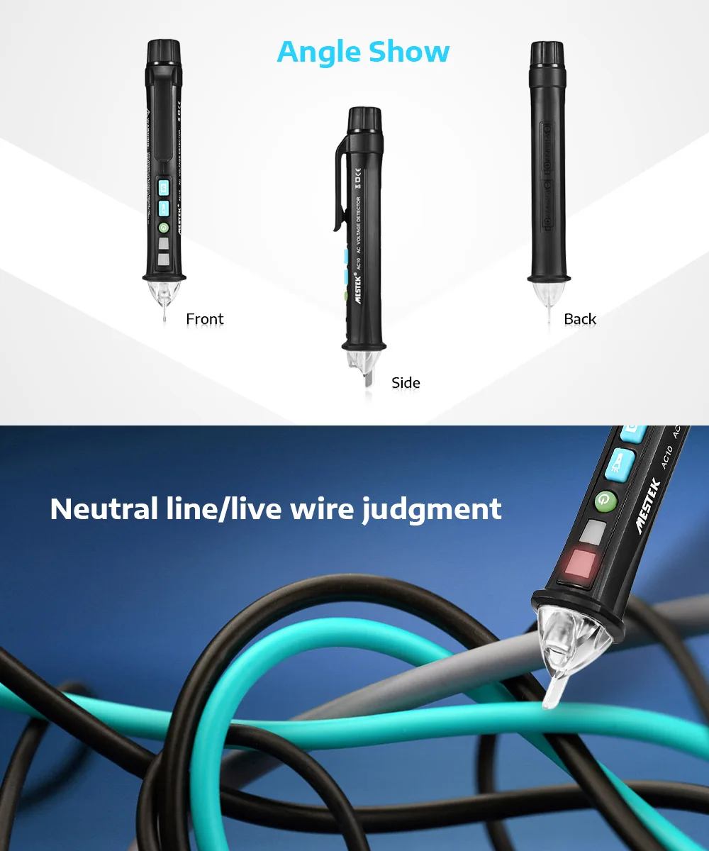 MESTEK AC10 Интеллектуальный бесконтактный Тестер Напряжения электроскоп детектор индикатор 12-1000 В Ручка стиль детектор напряжения