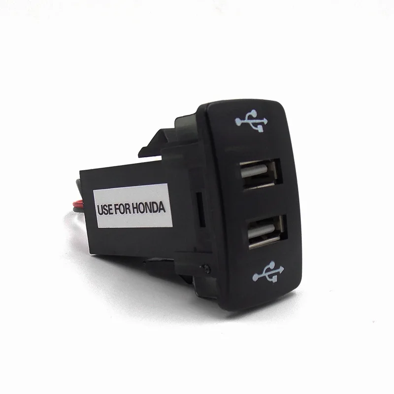 Двойной разъем питания USB с аудиоразъемом для зарядного устройства смартфона Honda
