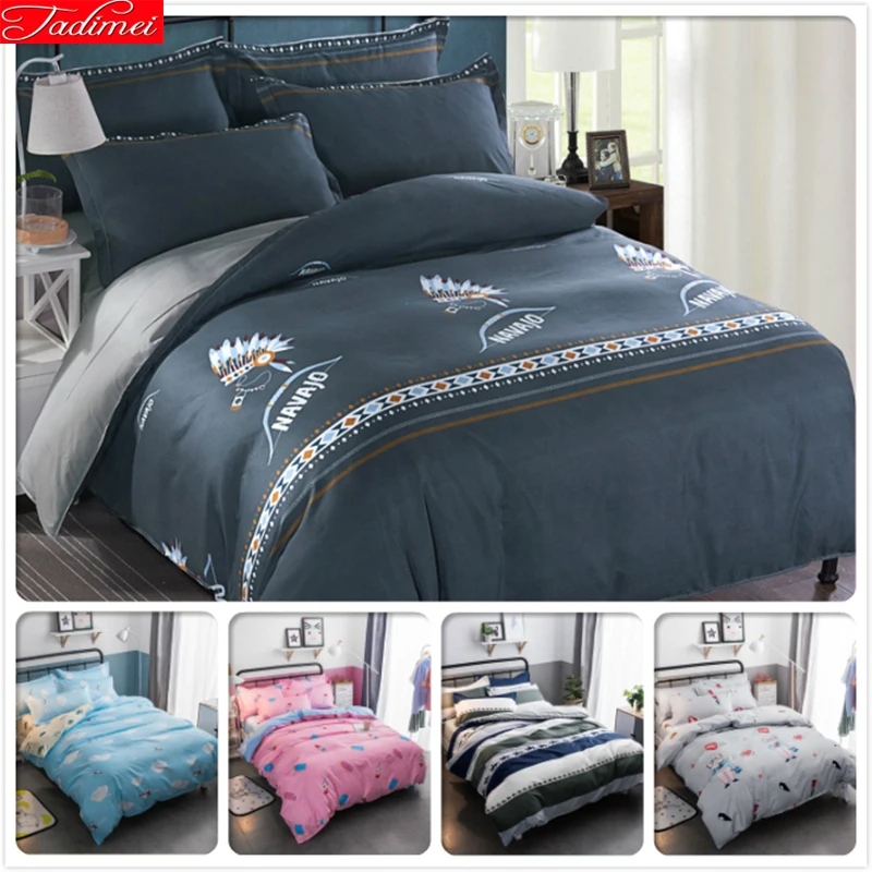 Concise Plain Pure Colour Duvet Cover Bedding Set Soft Cotton Bed