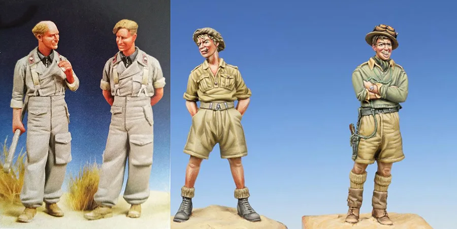 

Unpainted Scale 1/35 British Soldier and panzer crews figure Historical Resin Model Miniature Kit