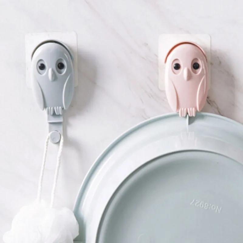 

Owl Hook Wall Key Rack With Clip Plastic Basin Holder Toothbrush Rack Multi-Function Bathroom Storage Bathroom Hanging Tool
