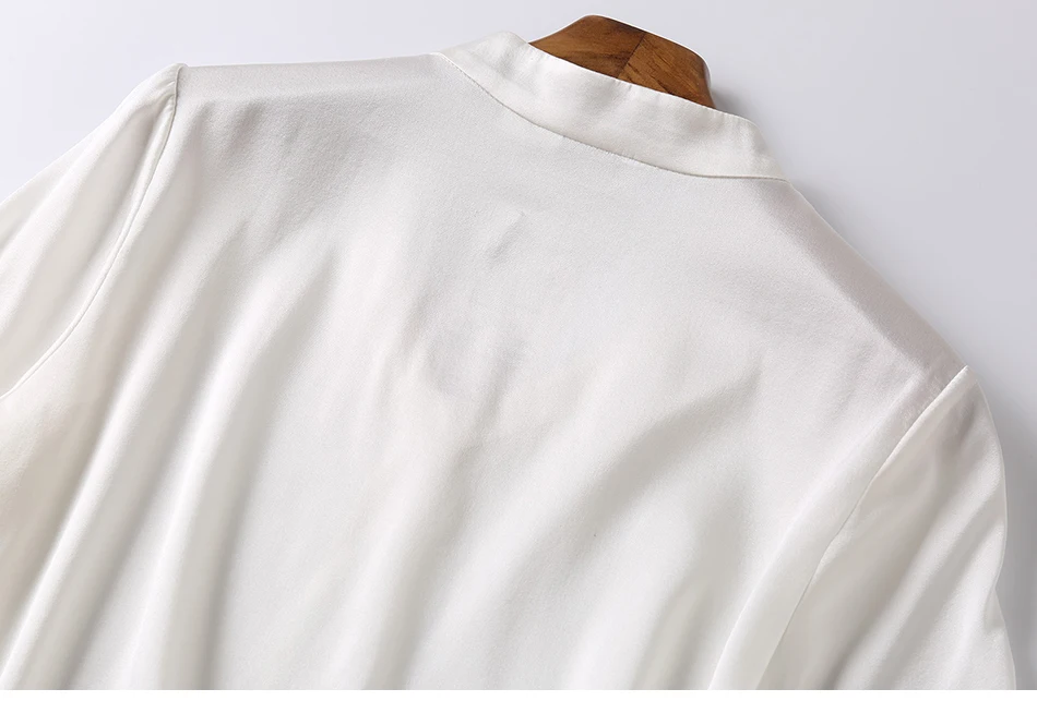 Натуральный шелк, белые женские топы, блузки, элегантные, v-образный вырез, короткий рукав, однотонный атлас, чистый натуральный шелк, женская рубашка, блузка, летняя