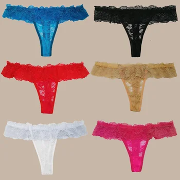 

5color Cotton lace Women's Sexy Thongs G-string Underwear Panties Briefs For Ladies T-back bikini lingerie 12pcs/lot ah78