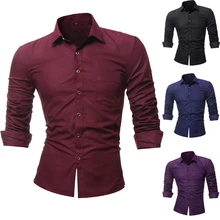 Для Мужчин's Regular Fit Оксфорд рубашка с длинными рукавами pin проверить Формальное Smart Повседневная рубашка мужской карман одноцветное Цвет рубашки