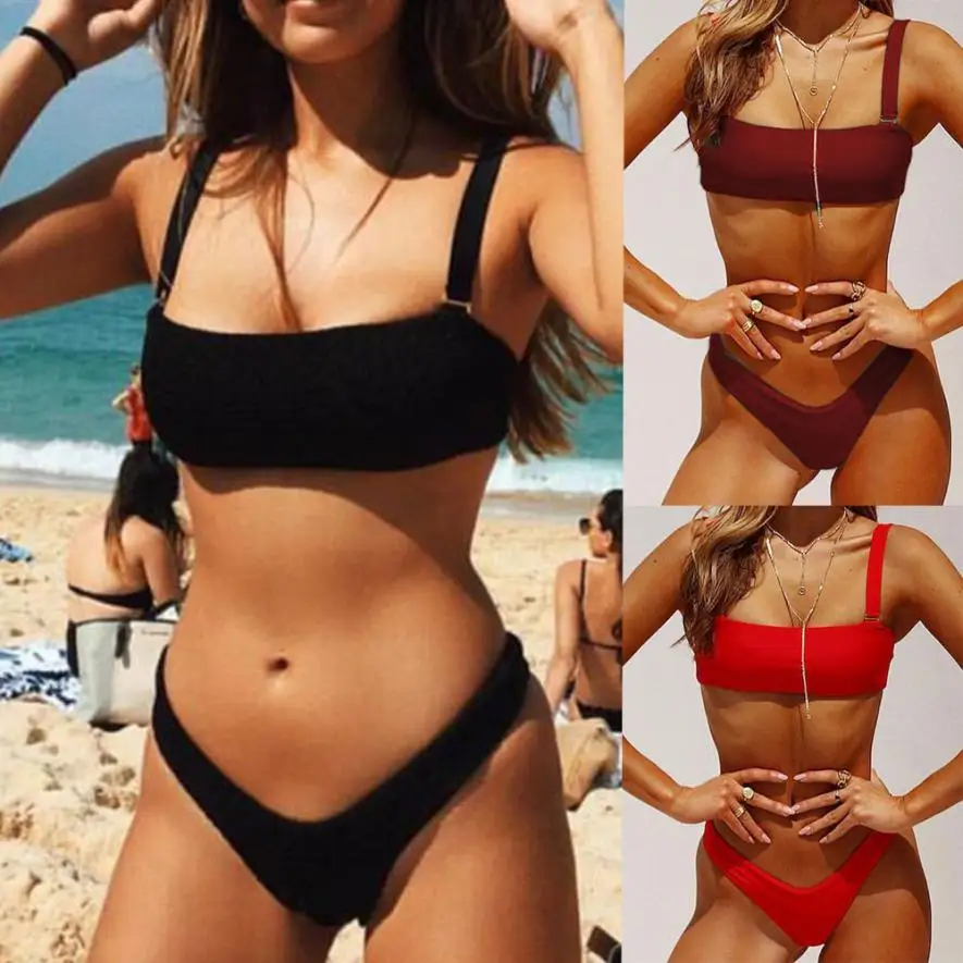 New Arrival Women Push-Up Padded Bra Beach Bikini Set Swimsuit Sexy Swimwear Sexy Cross Swimwears Women's Swimsuits Sex Appeal