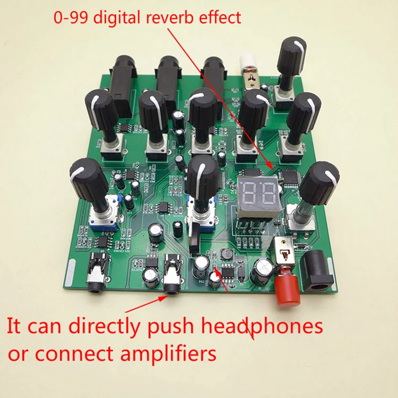 DSP цифровой реверберации доска стерео караоке предварительно реверберации доска для домашнего аудио автомобиля аудио гитары мобильного телефона DC12V