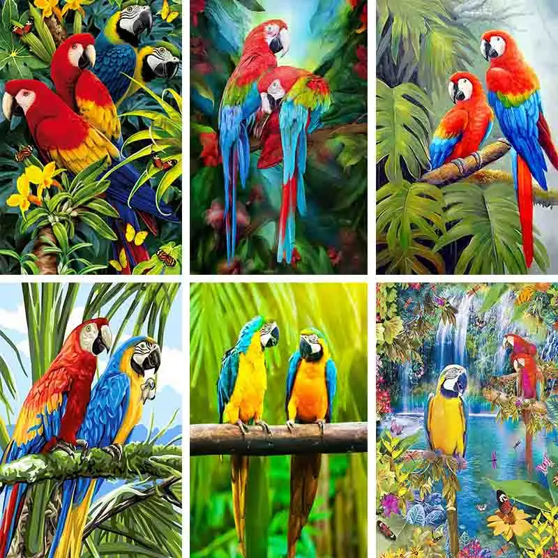 

Full Drill Round Diamond Painting Parrot Resin Crystal Diamond Embroidery Cross Stitch Animal Diamond Mosaic home Decor gifts